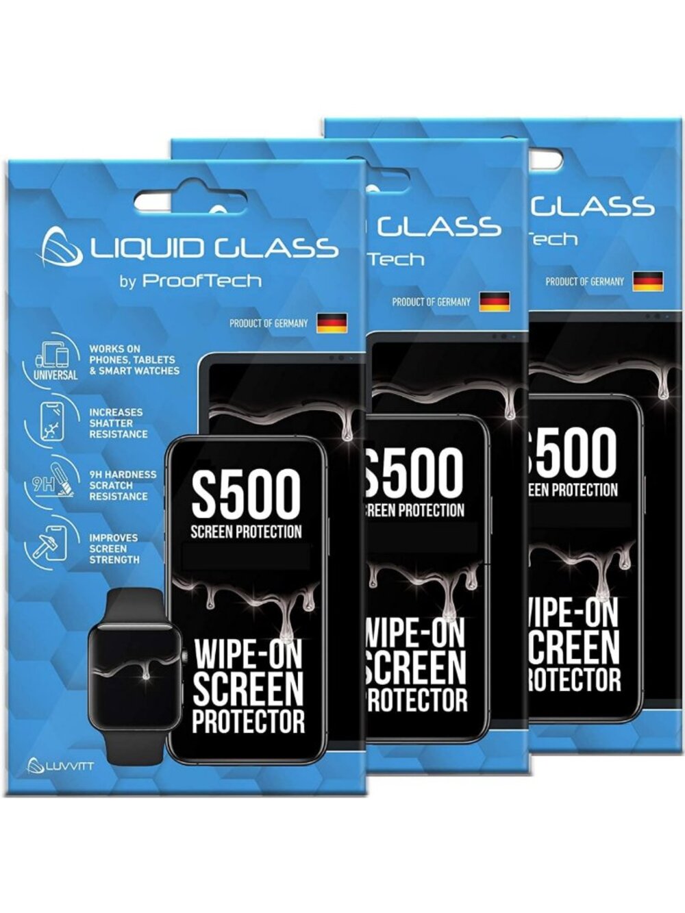 3-Pack Liquid Glass Screen Protectors - $500 Protection for All Smartphones